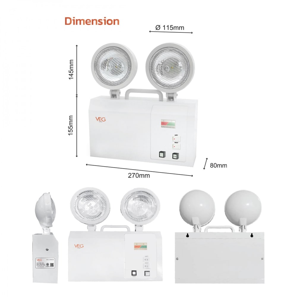 V.E.G.lighting โคมไฟฉุกเฉิน LED10วัตต์ แสงเดย์ไลท์