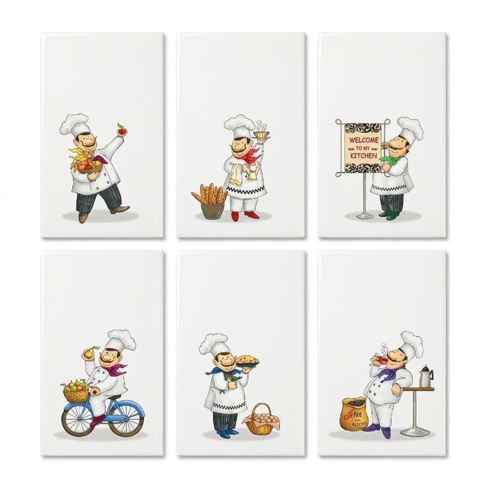 ARTE กระเบื้องผนังภาพชุด 25X40 ซม. พ่อครัวสุขสันต์ ALL-100 (6P/SET)