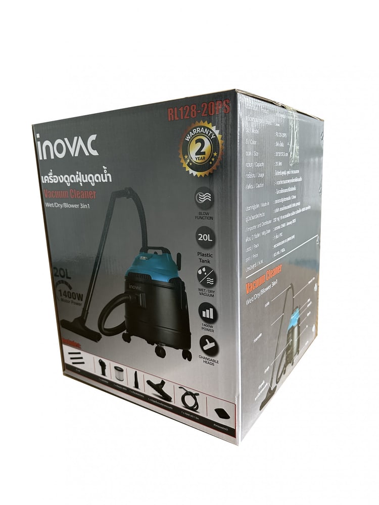 INOVAC เครื่องดูดฝุ่นดูดน้ำ 1400 วัตต์ ขนาด 20 ลิตร รุ่น RL128-20PS สีฟ้า