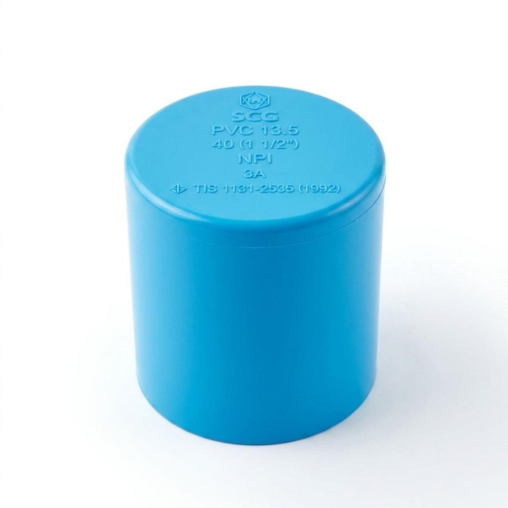 SCG ฝาครอบพีวีซี หนา 1 1/2"(40) ชั้น 13.5 สีฟ้า