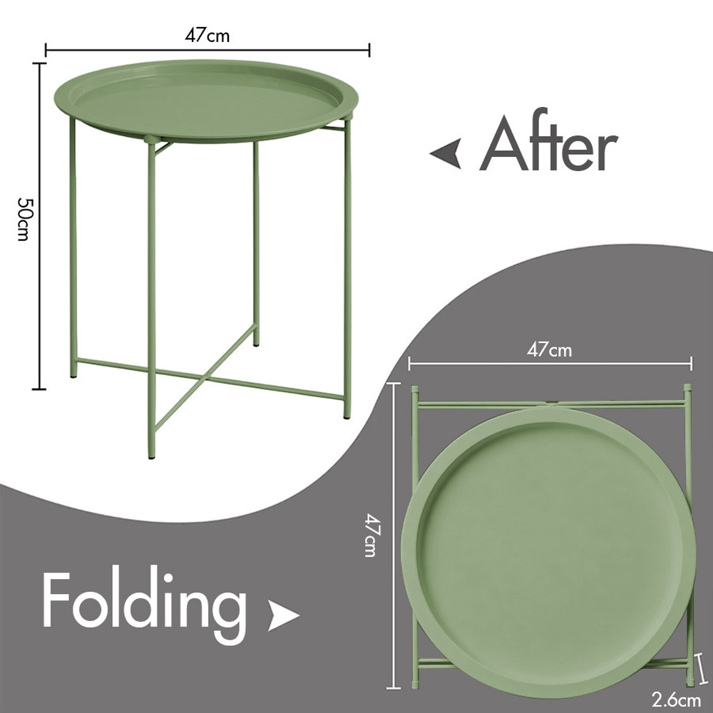 DELICATO โต๊ะวางถาด รุ่น LUNA-GREEN ขนาด 47x47x50 ซม. สีเขียว