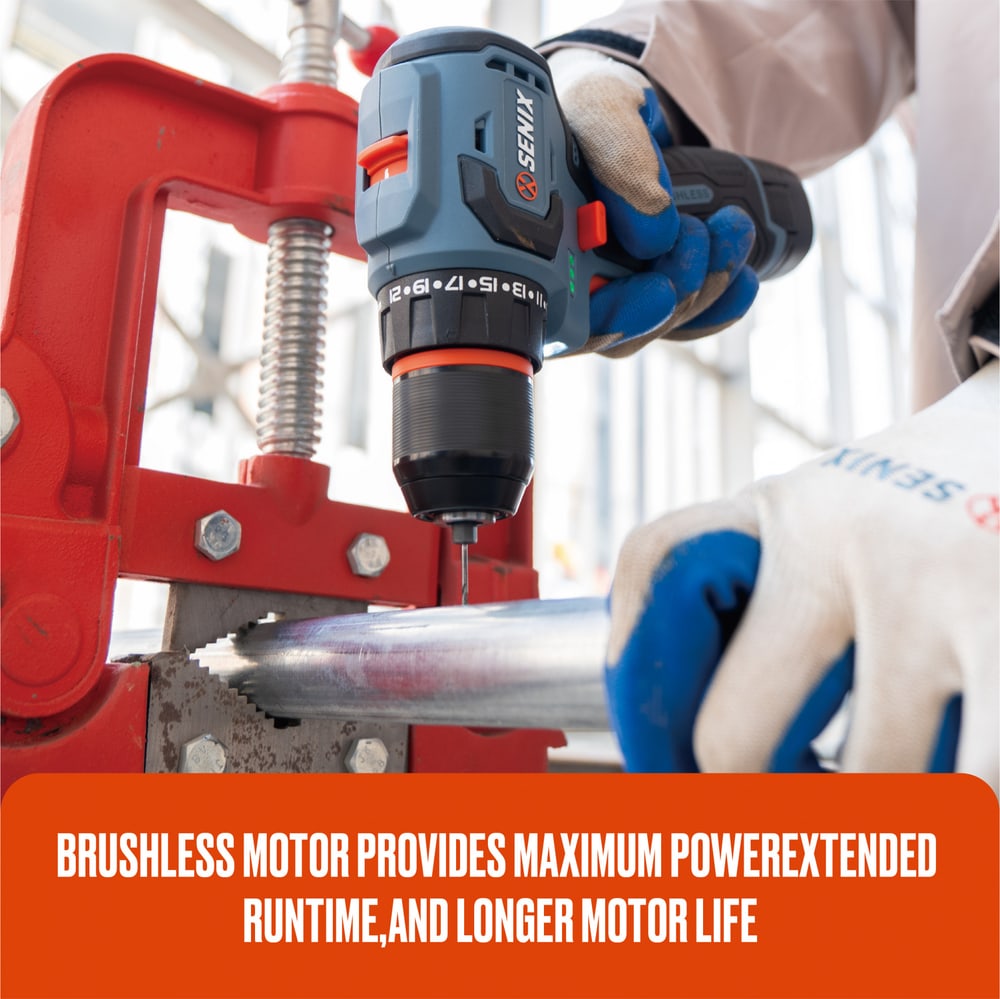 SENIX สว่านไร้สาย Brushless 10 มม. 16.8V(Max) (พร้อมแบตเตอรี่ 2.0Ah 2 ก้อน) รุ่น PDDS4-M-EU สีน้ำเงิน - ดำ