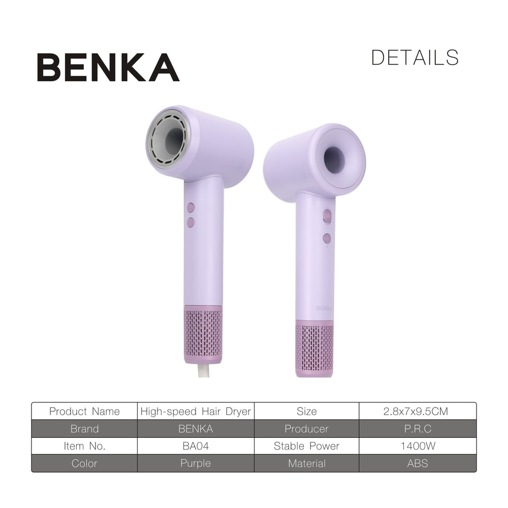BENKA ไดร์เป่าผม 1400W รุ่น BA04 ม่วง