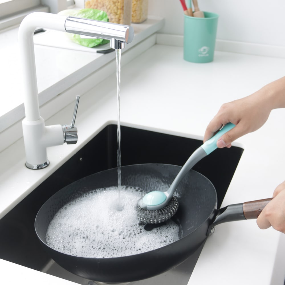 ICLEAN แปรงขัดกะทะ รุ่น GTG56928 ขนาด 7.5x9x29.5 ซม. สีเขียว-เทา