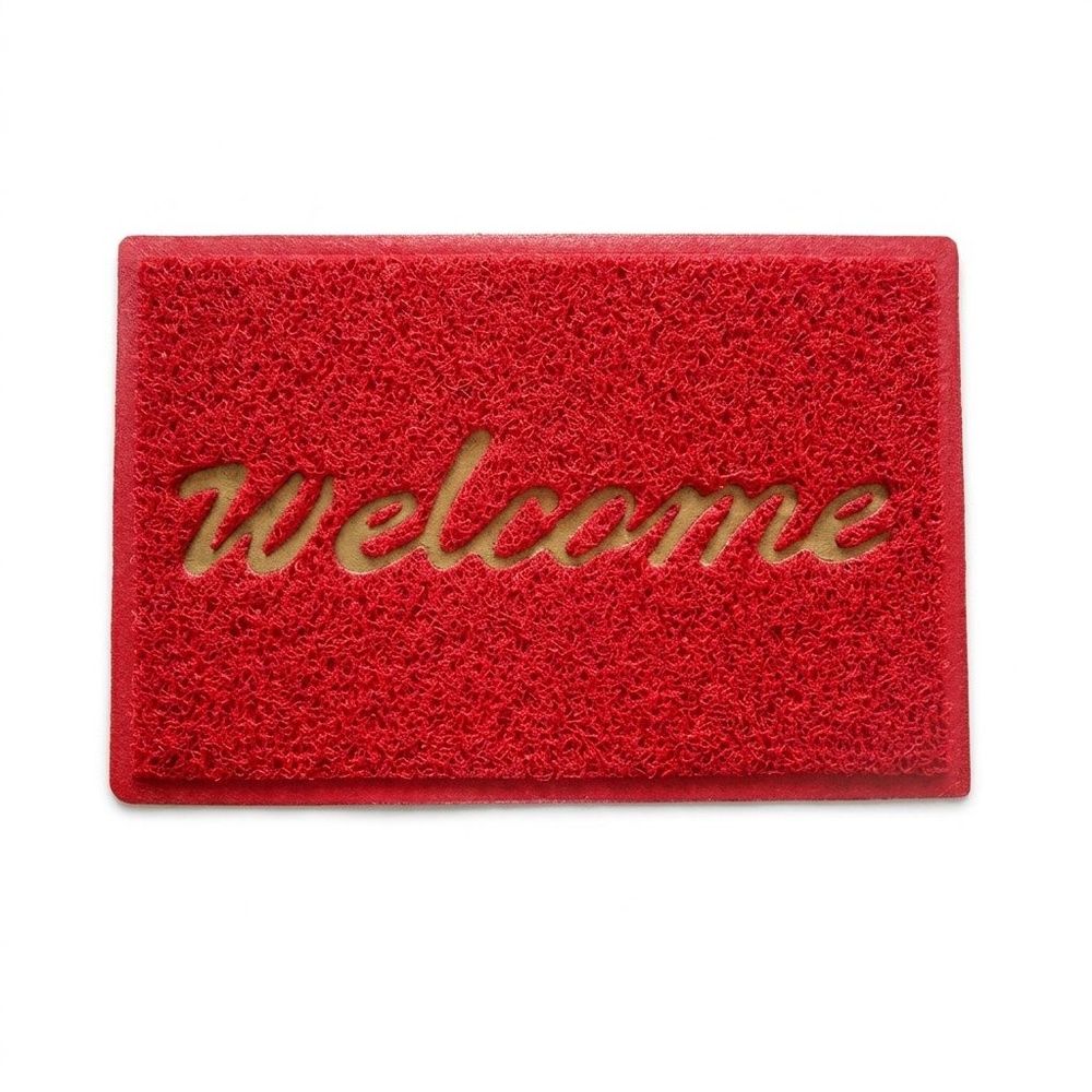 พรมเช็ดเท้าดักฝุ่น WELCOME ขนาด 40x60ซม. สีแดง