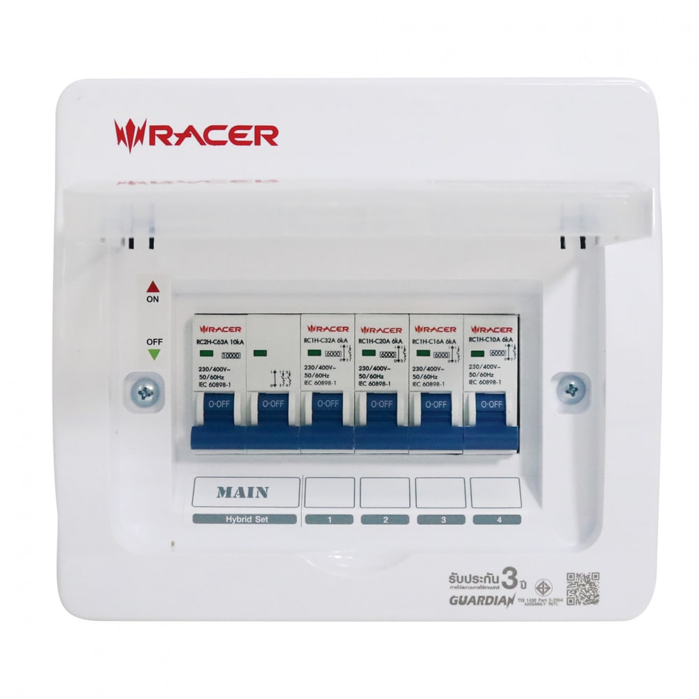 RACER ตู้คอนซูเมอร์ รุ่น HYBRID SET 4ช่อง 63A สีขาว