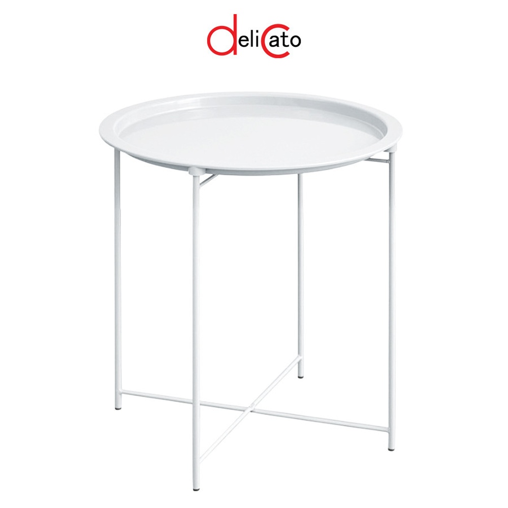 DELICATO โต๊ะวางถาด รุ่น LUNA-WHITE ขนาด 47x47x50 ซม. สีขาว