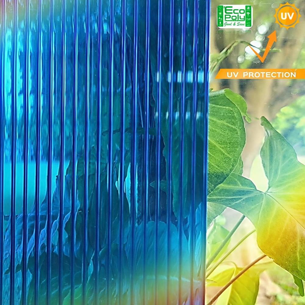 ECOPOLY แผ่นโพลีคาร์บอเนตB หนา 6มม. ขนาด 1.22 x 2.44 เมตร สีน้ำเงิน
