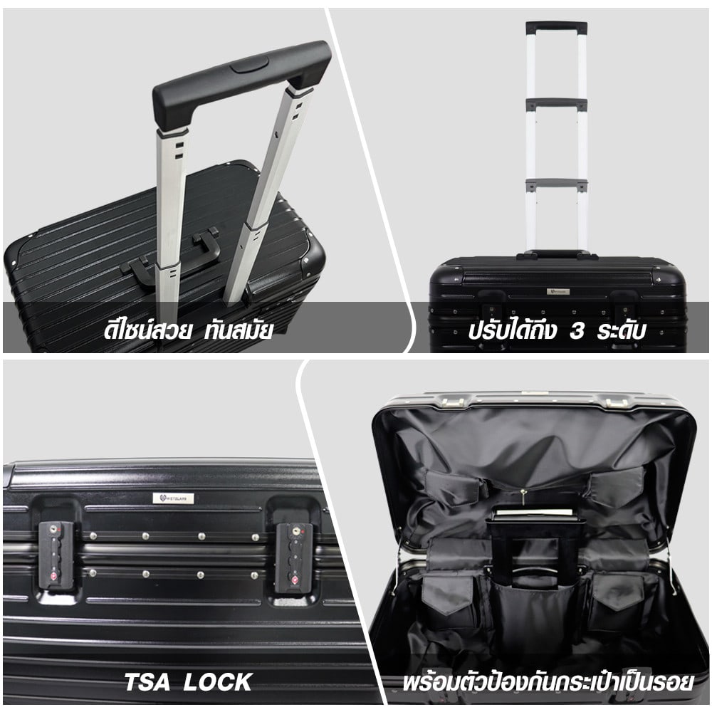 WETZLARS กระเป๋าเดินทาง ขนาด 20 นิ้ว รุ่น Nicolas-01 ขนาด 29x39x53.50 ซม. สีดำโฮริซอน