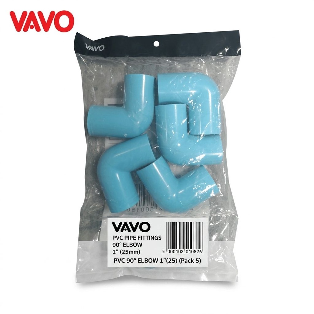 VAVO ข้องอ 90 หนา 1"(25) สีฟ้า (แพ็ค5)