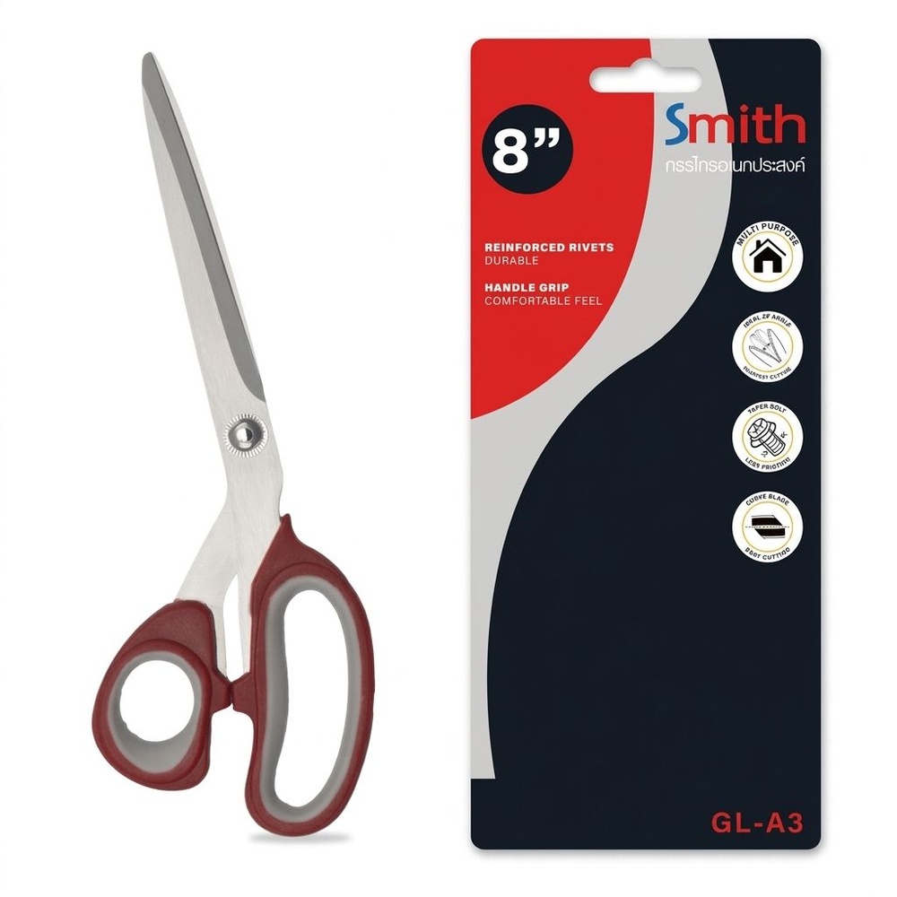 Smith กรรไกร 8 นิ้ว รุ่น Multi-GLA3 ขนาด 0.3x8.5x21 ซม. สีแดง-เทา