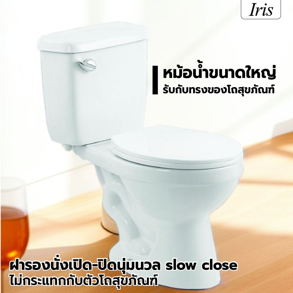 Iris สุขภัณฑ์สองชิ้นแบบกดหน้า 1 ระบบ รุ่น โอลีฟ IR-669