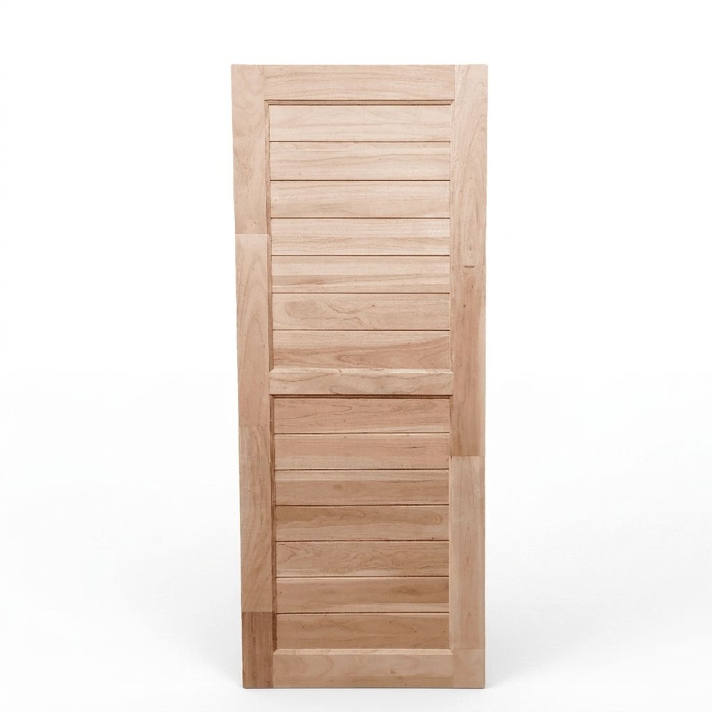 GREATWOOD ประตูไม้มะฮอกกานี 2 ฟัก บานทึบเซาะร่อง รุ่น FJ 80*200 ซม. สีไม้ธรรมชาติ