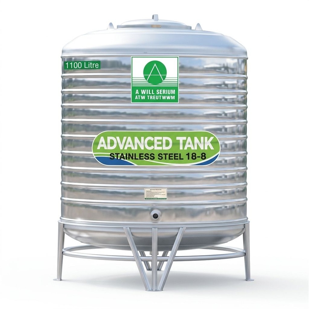 ADVANCE ถังเก็บน้ำสเตนเลส 5000L รุ่น ARF แบบก้นเรียบพร้อมขาตั้ง (ไม่มี มอก.)