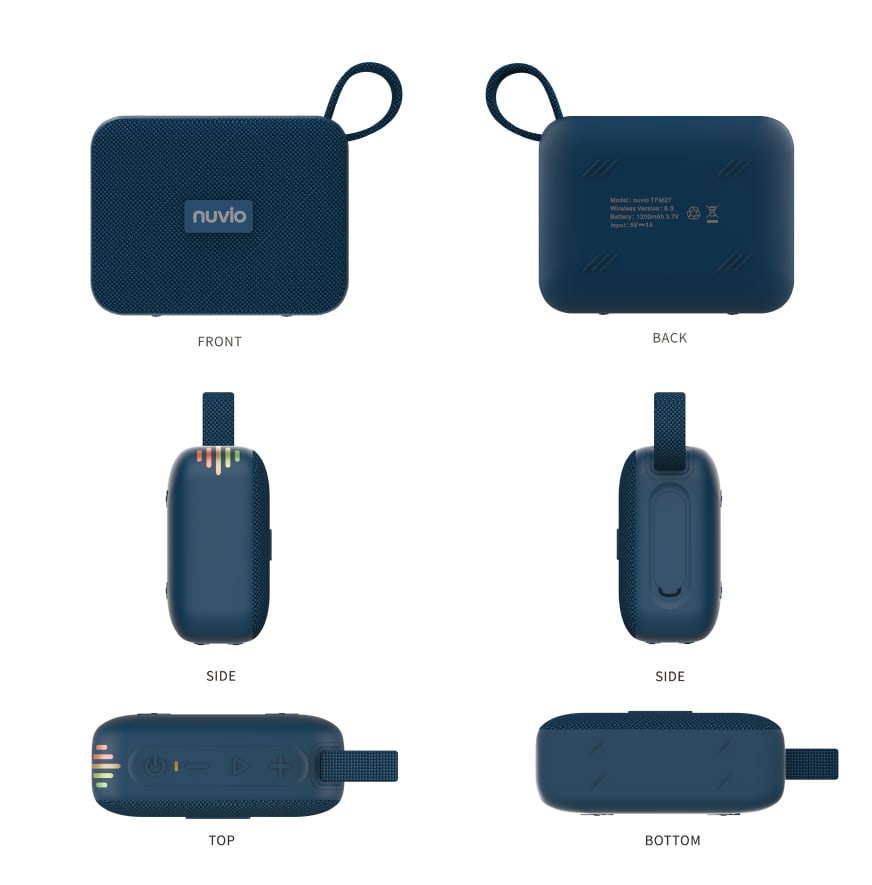 NUVIO ลำโพงบลูทูธพกพา รุ่น TF-M27 สีน้ำเงินเข้ม