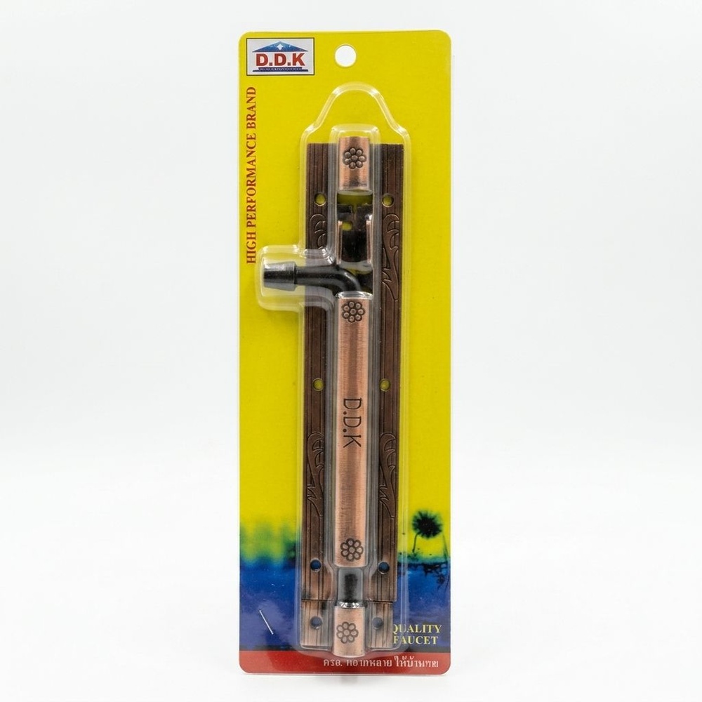 D.D.K กลอนทั่วไปเหล็ก 8" สีทองแดงรมดำ ลายดอกไม้ No.1682AC-P