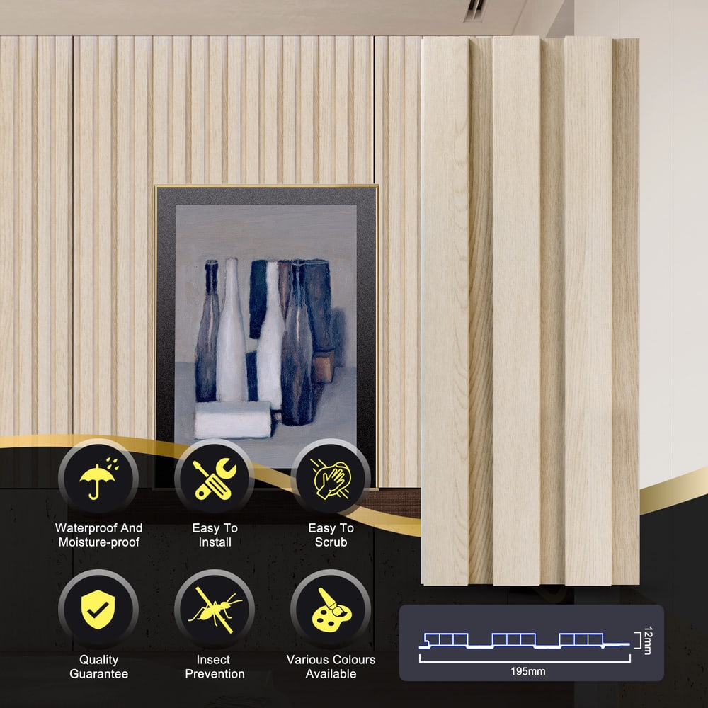 GREAT WOOD ไม้ฝ้าระแนง WPC W195 19.5x1.15x290 ซม. Light gray