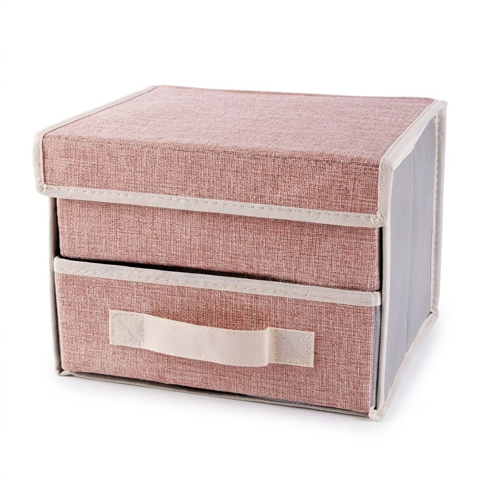 USUPSO กล่องเก็บของ Simple linen สีชมพู