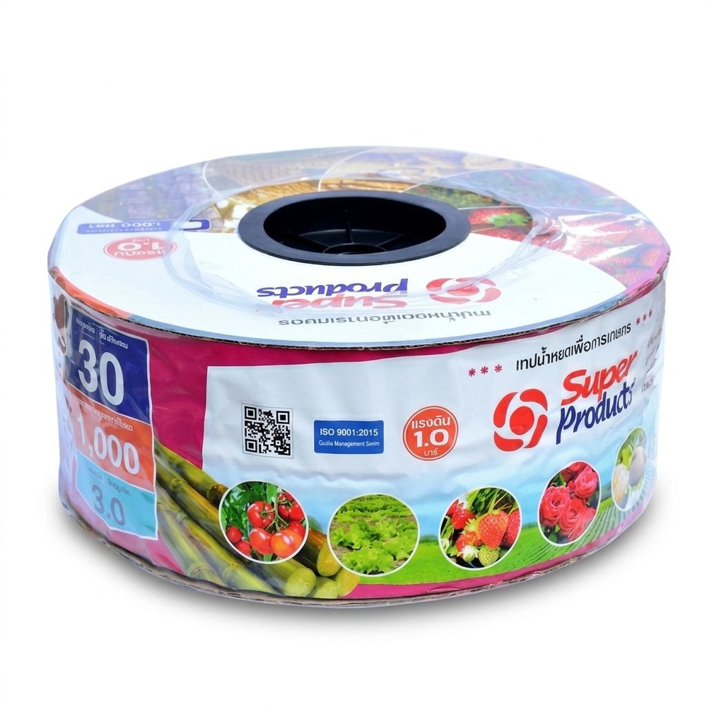 Super Products เทปน้ำหยด 30 ซม. 1,000 หลา 16 มม. 3 ลิตร/ชม. 2รู 0.15 มม.