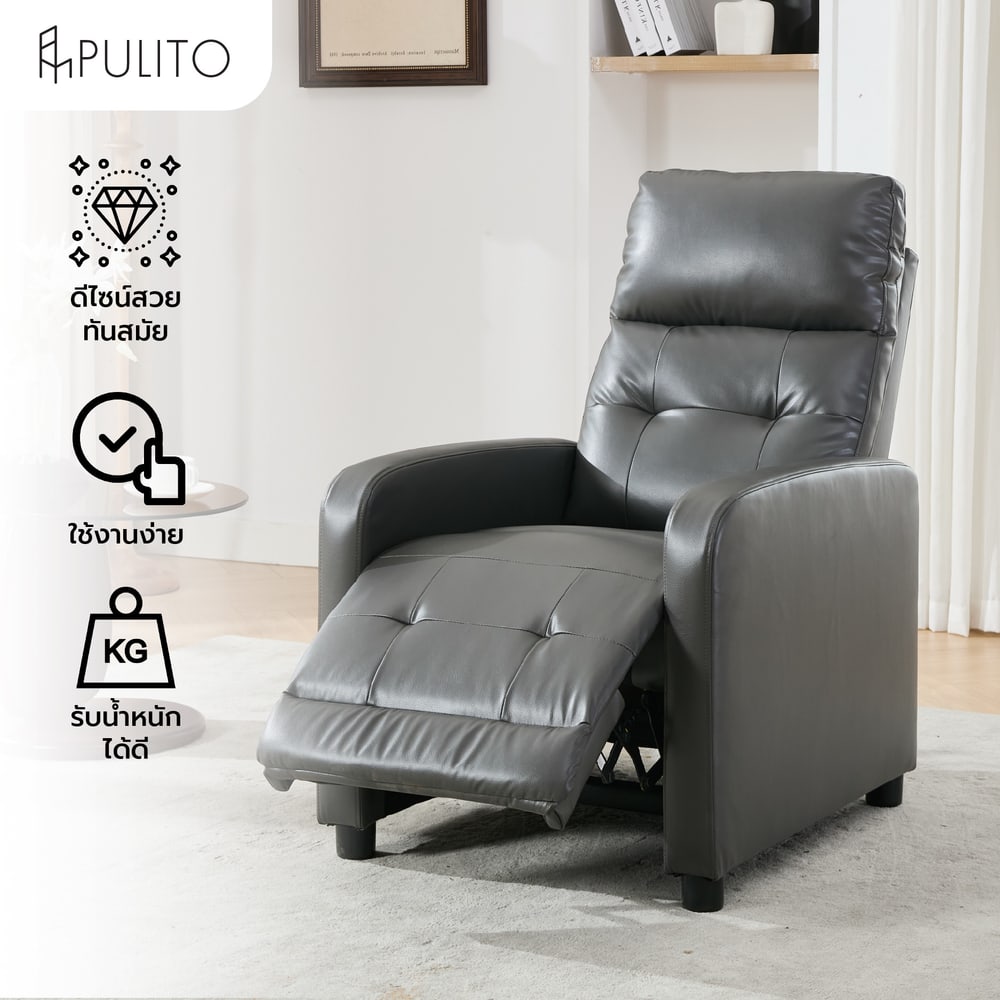 PULITO เก้าอี้พักผ่อน รุ่น CEDRIC ขนาด 65.5x85.5-139.5x102.5-81 ซม. สีเทาเข้ม