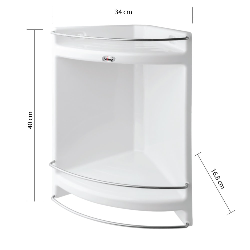 Primo ชั้นวางแชมพูเข้ามุม 2 ชั้น พร้อมราว Stainless 304 รุ่น Deep Compact