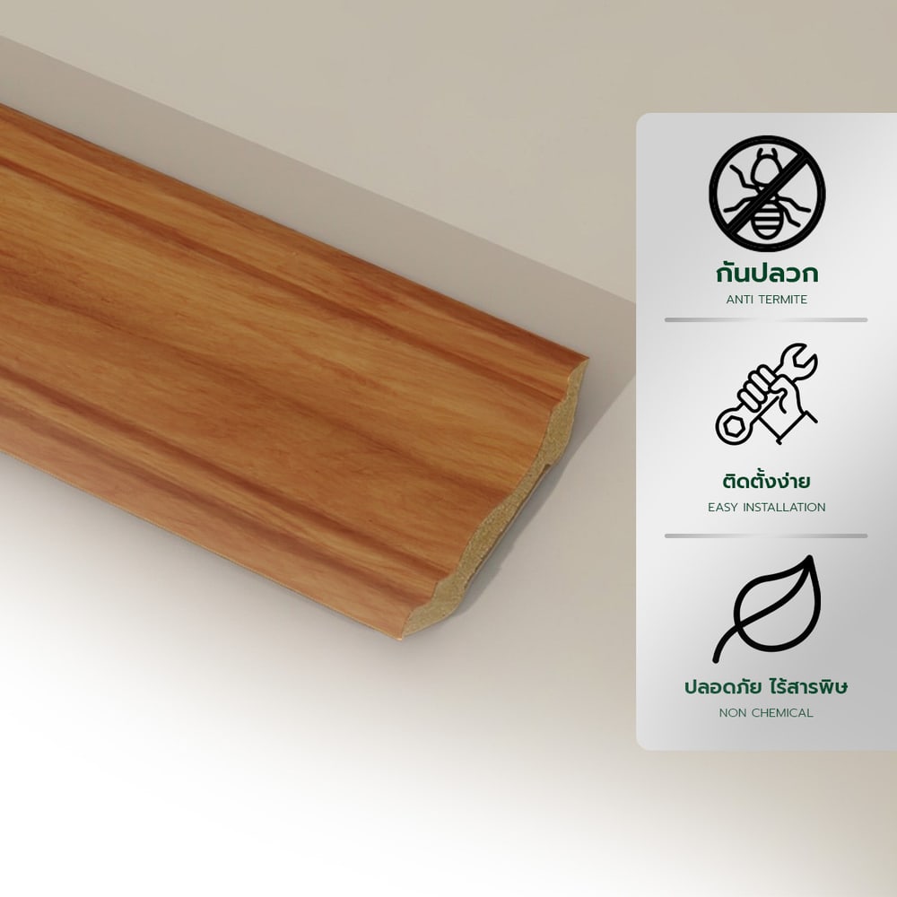 GREAT WOOD ไม้บัวบน PS JC335-7376 70x14x2900มม. สีไม้สัก