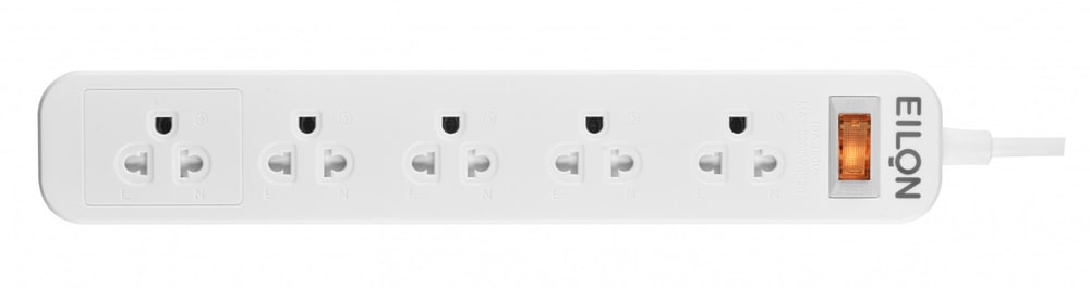 EILON รางปลั๊กไฟ รุ่นMSC55THN-GHE 5ช่อง 1สวิตช์ 10A 2200W 5เมตร