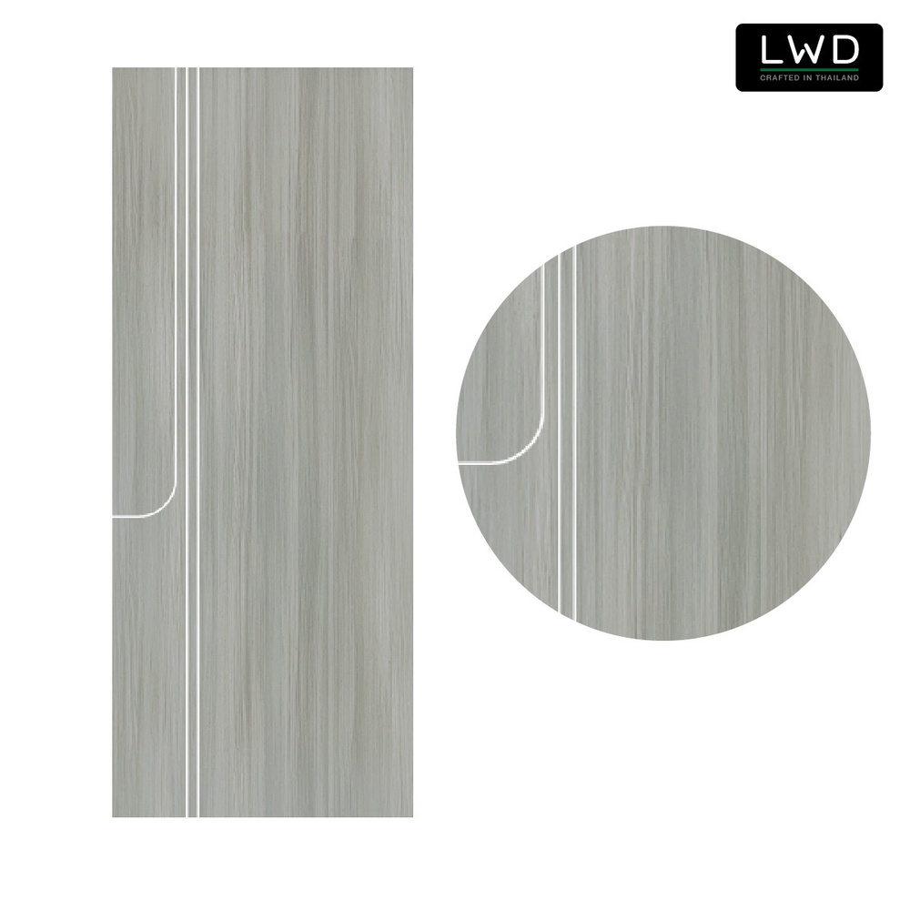 ประตูยูพีวีซีภายนอก EveryDoor รุ่น Pro สี Light Grey ลาย 2 ขนาด 80x200 ซม.