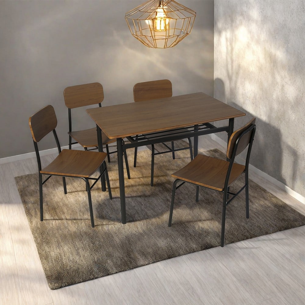 Delicato ชุดโต๊ะอาหาร 4 ที่นั่ง รุ่น Kaito โต๊ะ:110X70X76ซม. เก้าอี้:45x48.5x84.5ซม. สีน้ำตาลเข้ม