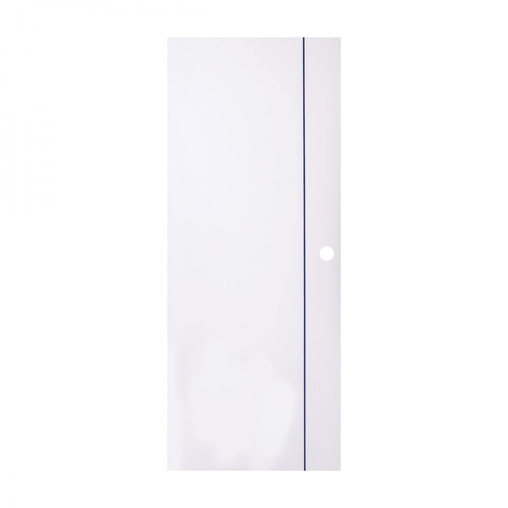 WELLINGTAN ประตู UPVC Profile รุ่น WT1 (สำหรับใช้ห้องน้ำภายใน) เซาะร่องเส้นสีน้ำเงิน ขนาด 70x200 ซม. สีขาว (เจาะลูกบิด)