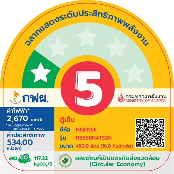 HISENSE ตู้เย็น Side By Side ขนาด 16Q รุ่น RS588N4TS2N สีดำ