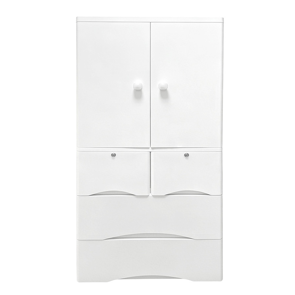 GOME ตู้ลิ้นชักพลาสติกบานเปิดคู่ ขนาด 46x65x156 ซม. 4 ลิ้นชัก รุ่น Harmony Duo สีขาว