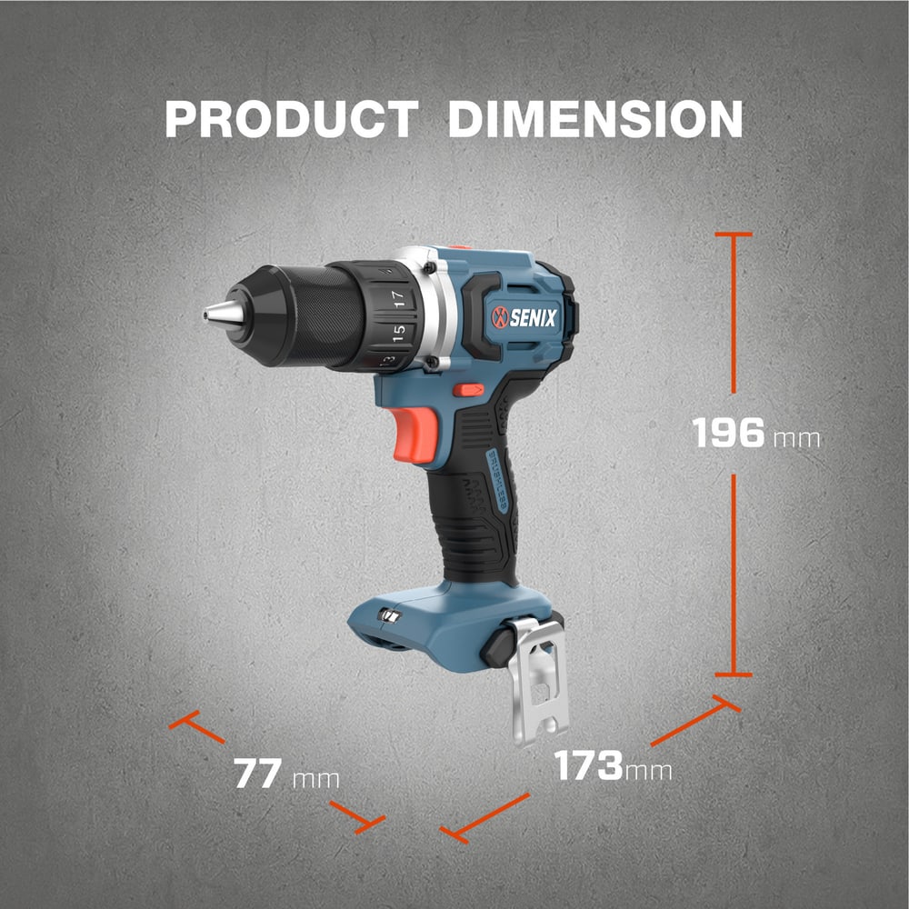 SENIX สว่านไร้สาย Brushless 13 มม. 20V(Max) (พร้อมแบตเตอรี่ 2.0Ah 2 ก้อน) รุ่น PDDX2-M2-EU สีน้ำเงิน - ดำ