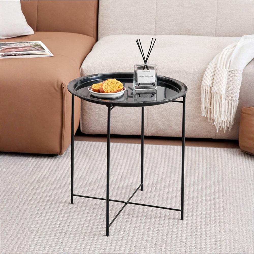 DELICATO โต๊ะวางถาด รุ่น LUNA-BLACK ขนาด 47x47x50 ซม. สีดำ