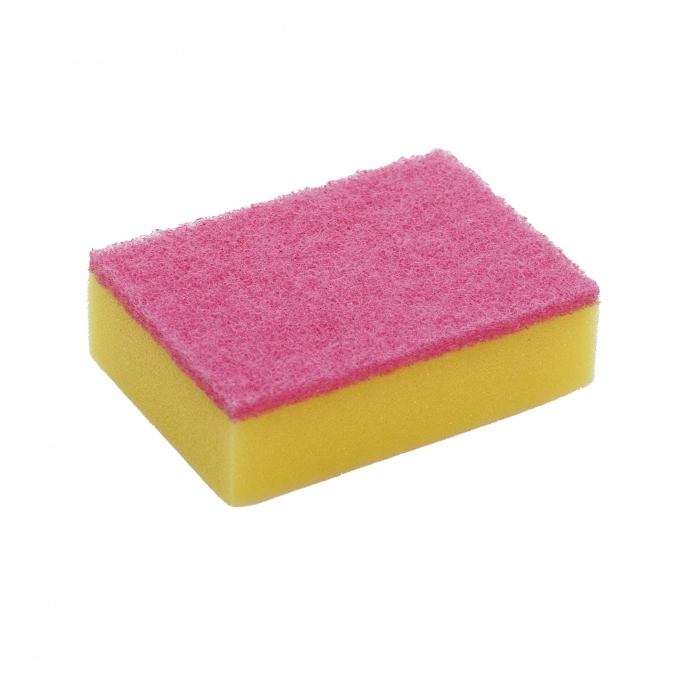 Wink Plus ฟองน้ำล้างจานเนื้อละเอียดพร้อมใยขัด แพ็ค 3 ชิ้น ขนาด 10x7 ซม. สีชมพู