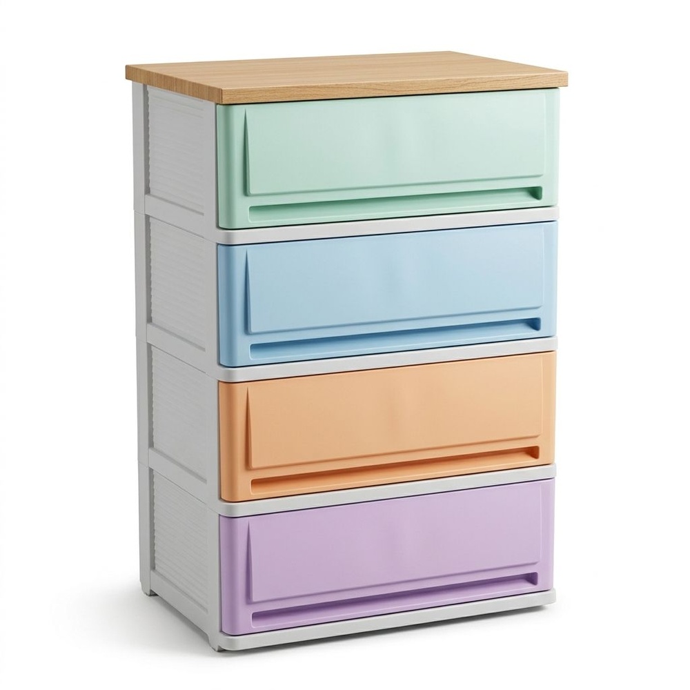 UP ตู้ลิ้นชักพลาสติกมีท็อป 4 ชั้น รุ่น SUMO-WT ขนาด 42x63x90 ซม. สีวินเทจ