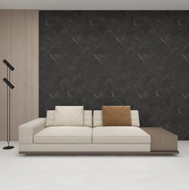 แผ่นปูผนัง SPC Click lock Wall Panel 950x475x4มม รุ่น 2097-1 Black Carrara Marble (2.7075ตรม./6แผ่น) TAPIO (Smooth)