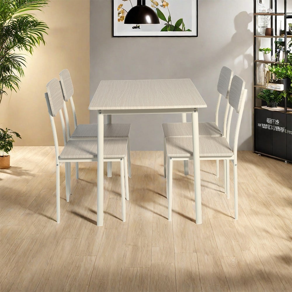 DELICATO ชุดโต๊ะอาหาร 4 ที่นั่ง รุ่น Nana โต๊ะ:110X70X76ซม. เก้าอี้:42x 48 x 87ซม. สีไม้ธรรมชาติ