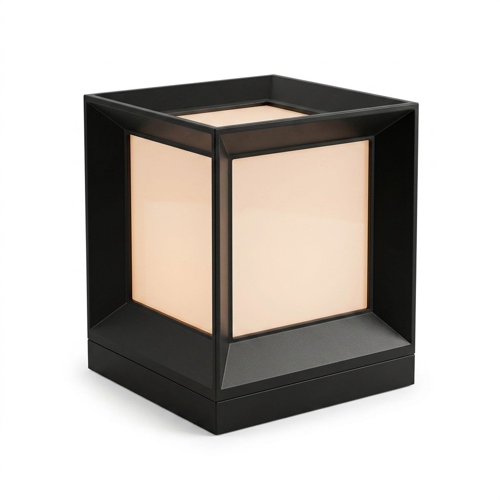 EILON โคมไฟหัวเสาทรงสี่เหลี่ยม ขั้ว E27 ขนาด 21x21x26cm IP65 รุ่น Bopha TV410 สีดำ