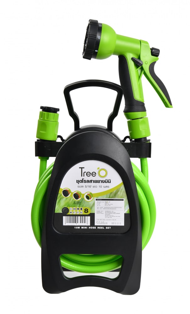 Tree O ชุดโรลสายยางมินิ ขนาด3/8ยาว 10 เมตร รุ่นGLB-8215-0 สีเขียวดำ