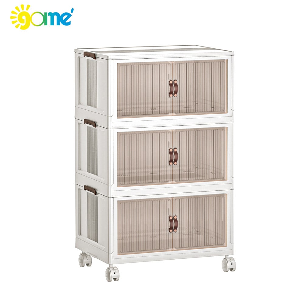 GOME ตู้บานเปิดอเนกประสงค์พับเก็บได้ 3 ชั้น รุ่น 9011-3 ขนาด 70x44x117.5ซม. สีขาว