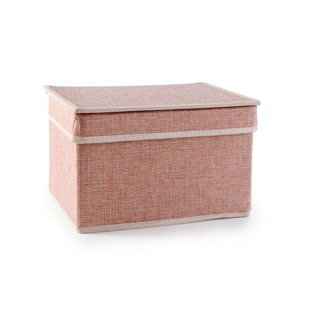 USUPSO กล่องเก็บของ Simple linen สีชมพู