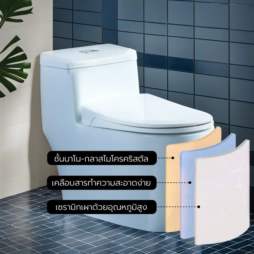 Verno สุขภัณฑ์ชิ้นเดียว แบบกดบน รุ่น รอคโค VN-2186