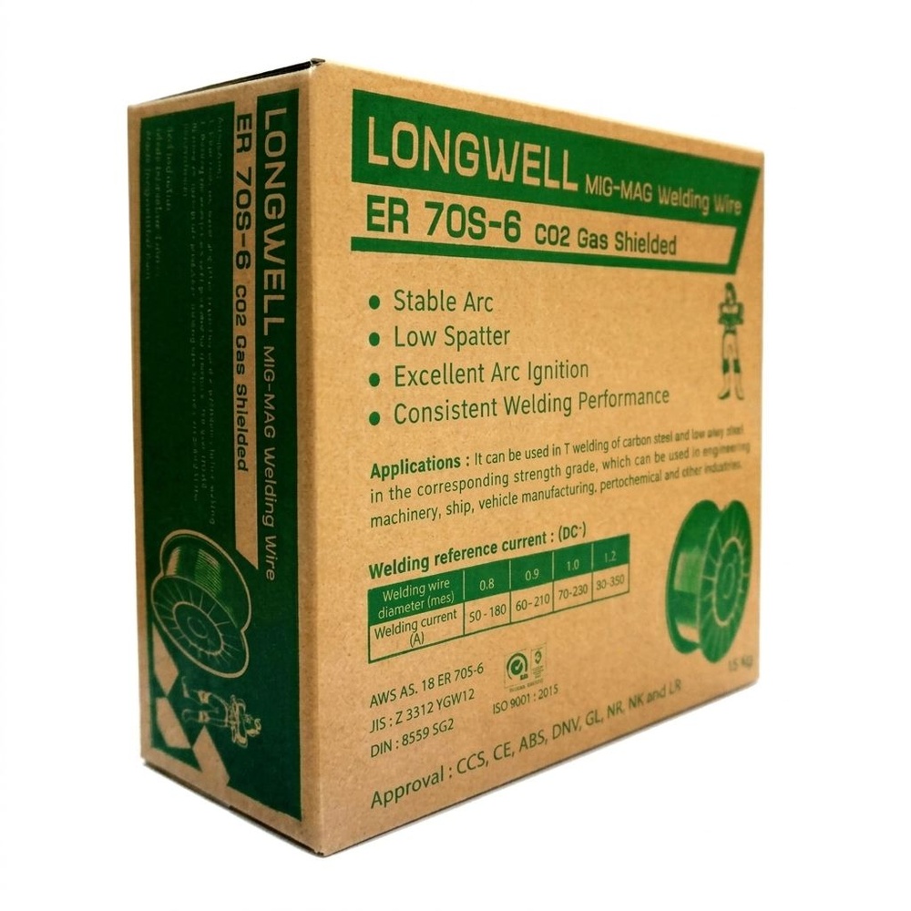 ลวดเชื่อม MIG-MAG 0.8mm. 15KG รุ่น ER70S-6 CO2 LONGWELL
