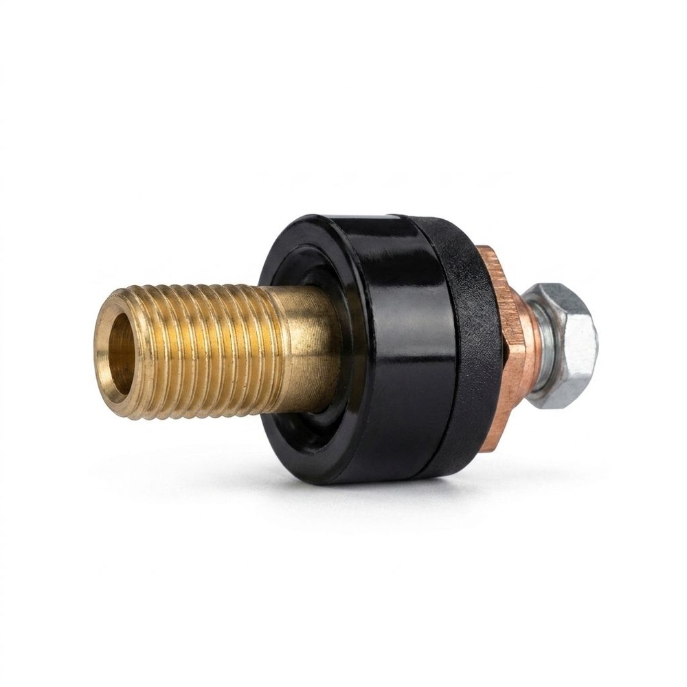 ข้อต่อหน้าตู้ เครื่องเชื่อม MMA 16-25mm. ตัวผู้ แบบสกรู สีดำ LONGWELL