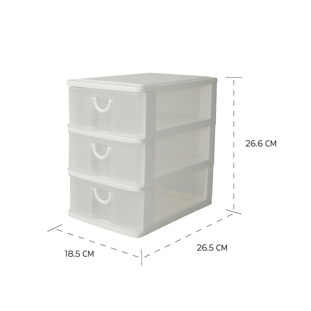 SMITH ลิ้นชักเล็ก 3 ชั้น #5806 ขนาด 18.5x26.5x26.6ซม. สีขาว