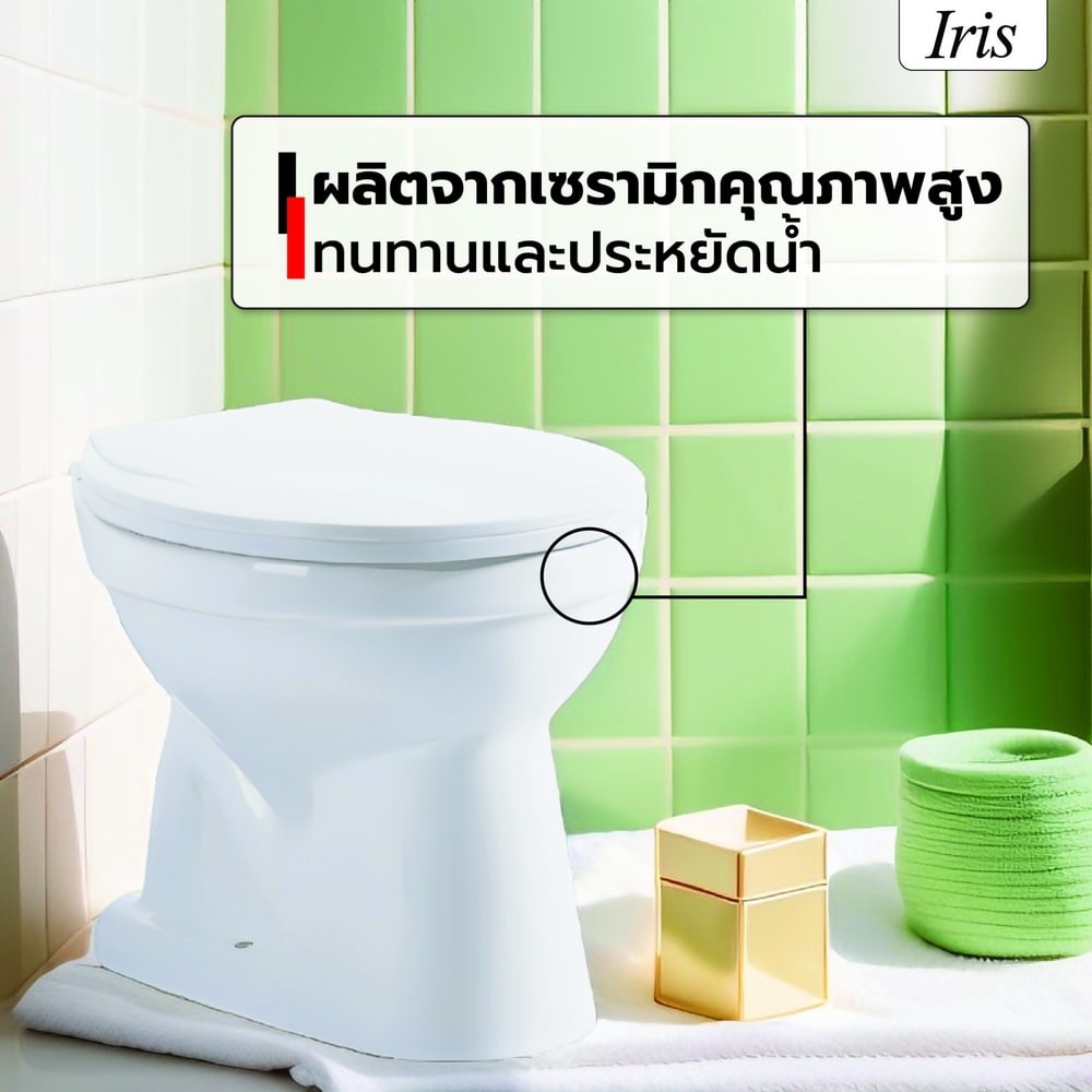 Iris สุขภัณฑ์นั่งราบแบบราดน้ำ ฝาปิดนุ่ม รุ่น ไปเปอร์ IR-C29