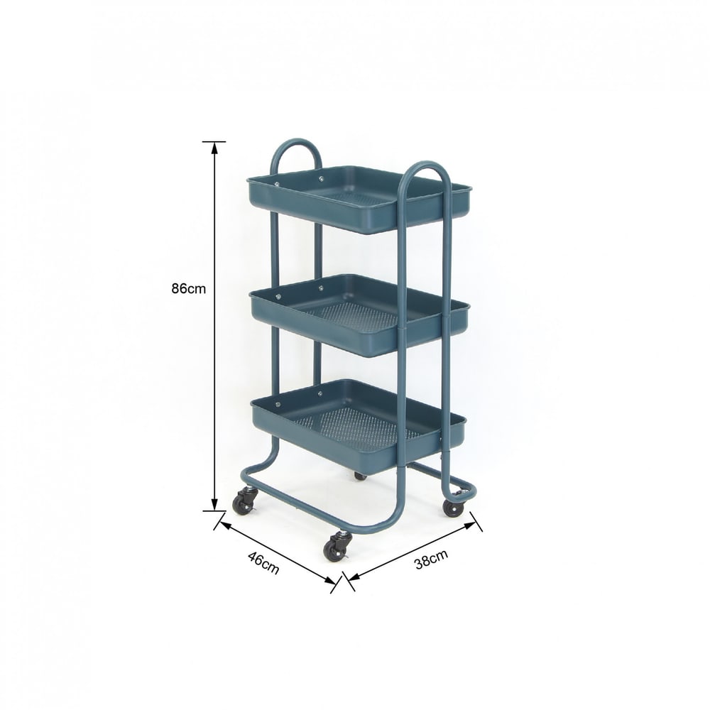 DELICATO รถเข็น 3 ชั้น รุ่น ASTRA-BLUE ขนาด 46x38x86 ซม. สีน้ำเงินเข้ม