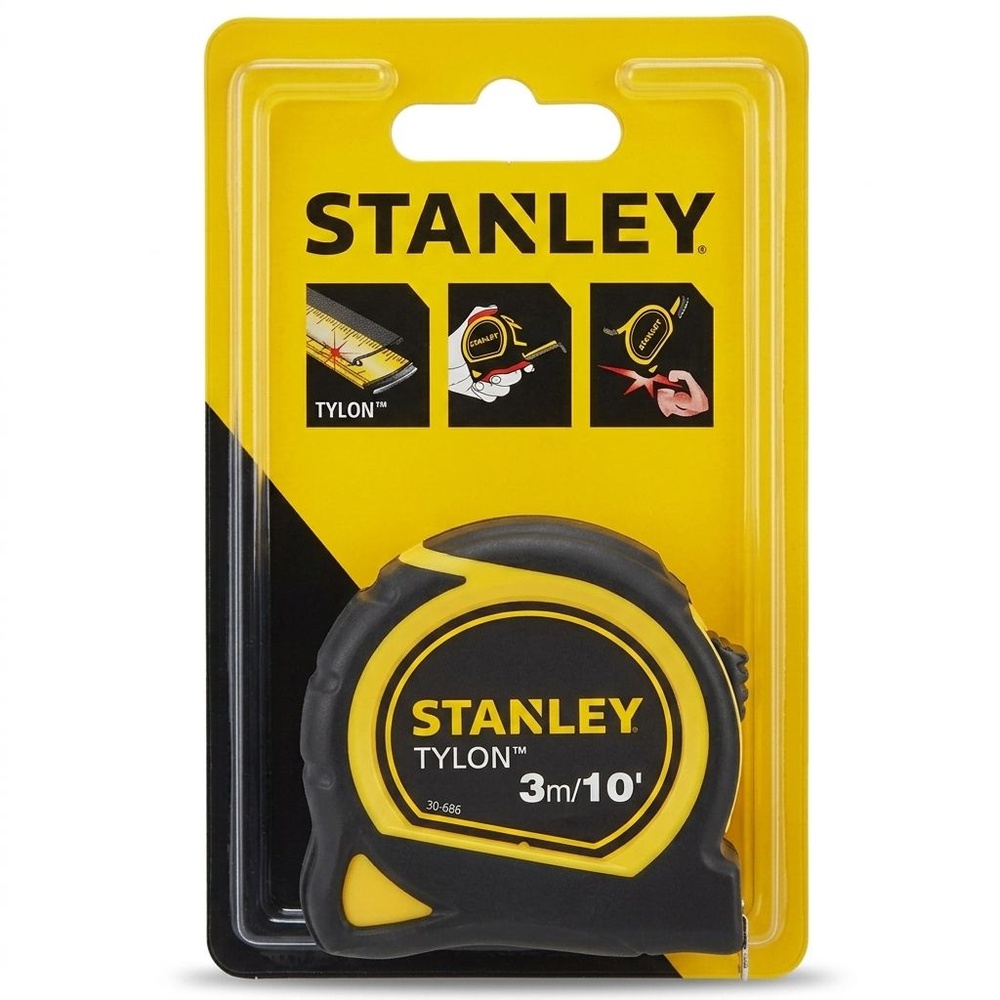 STANLEY ตลับเมตร หุ้มยาง 3เมตร รุ่น TYLONTAPE