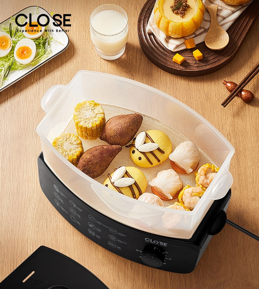 CLOSE หม้อนึ่งไฟฟ้า 3 ชั้น ขนาด 12 ลิตร 900 วัตต์ รุ่น DFZG-L014 สีดำ